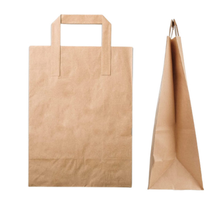 Sac A Poignee En Papier Brun Sac En Papier Kraft Fsc Pour Cafe Sac En Papier Kraft Poignee Plate Plat