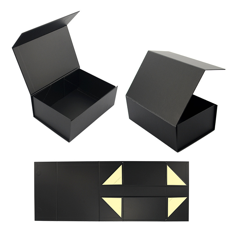 Luxury Black Book Shaped Rigid Cardboard Foldable Gift Box Custom Print Paper Clamshell Magnetic Gift Box