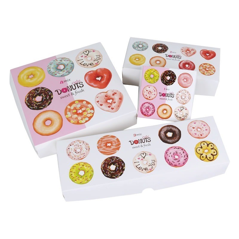 ECO Friendly Custom printed Donut Dessert Puff Packaging Box Bakery Sushi Cake mochi Paper Packaging box With Window