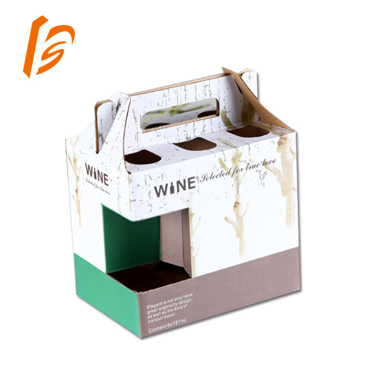 gift paper packaging Gable Box With Handle for wine