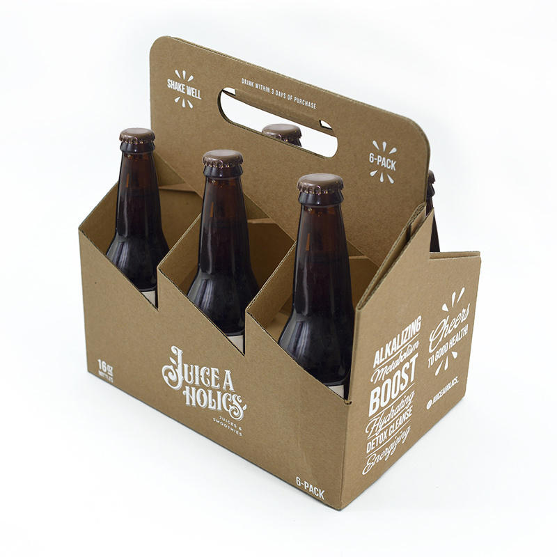 Custom Logo Cardboard Six Pack Wine Box Carrier Wholesale Cheap Portable Handle Corrugated Paper Packaging 6 Bottle Beer Carrier