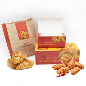 Custom Printed Chicken Nuggets Box Biodegradable Kraft Paper Hamburger Packaging Box