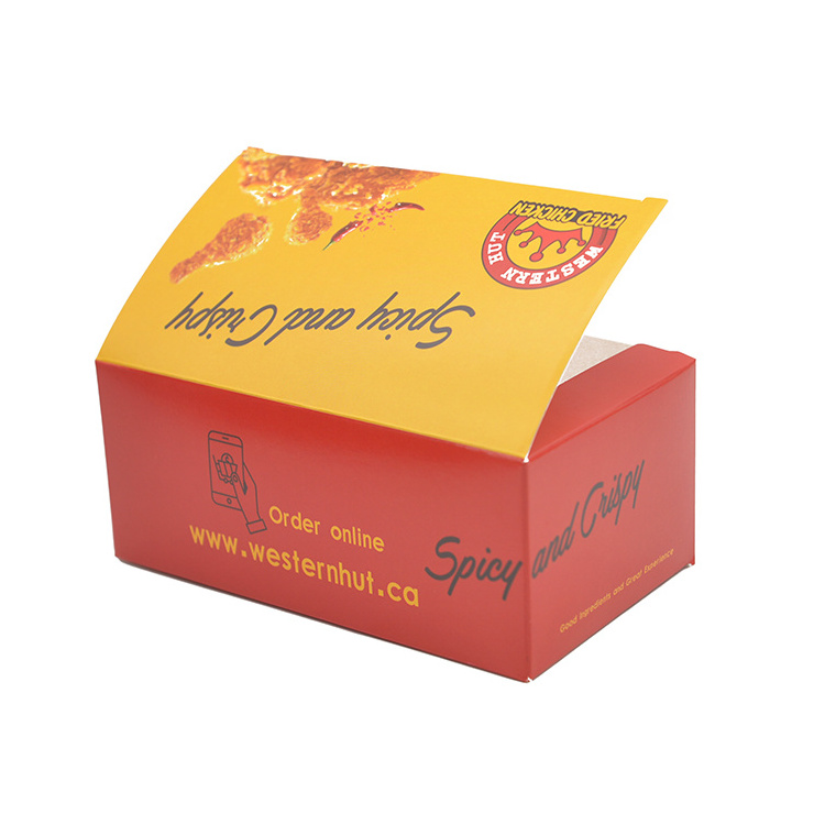 Custom Printed Chicken Nuggets Box Biodegradable Kraft Paper Hamburger Packaging Box