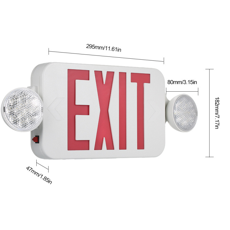 Durable Combination Emergency Lighting Combo Exit Sign Construction Building orch Hotel Hallway Indicator Drop