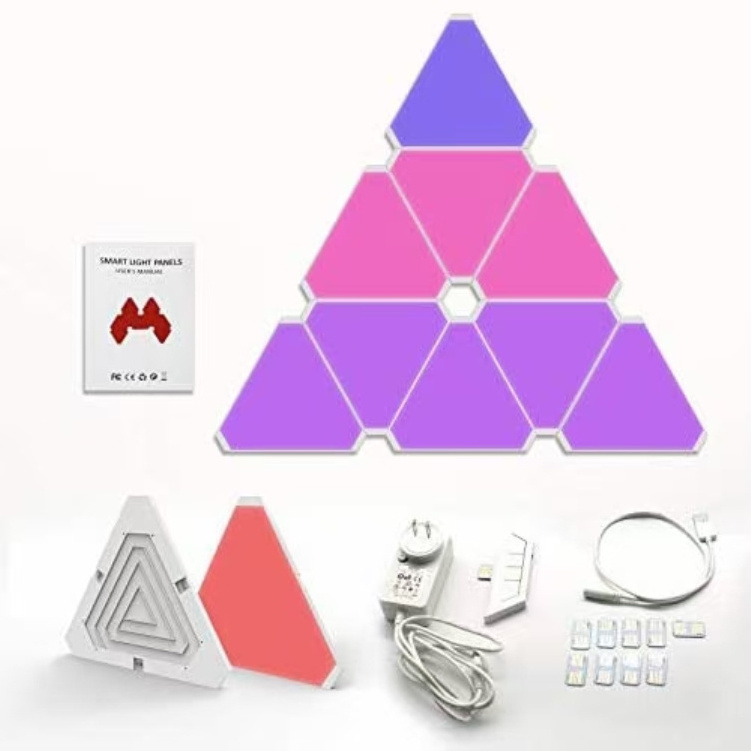 Smart Lamp 9pcs Triangle Kits Magic RGB Color LED Panel Light Music Control Stitchable Multi Color Background Lighting