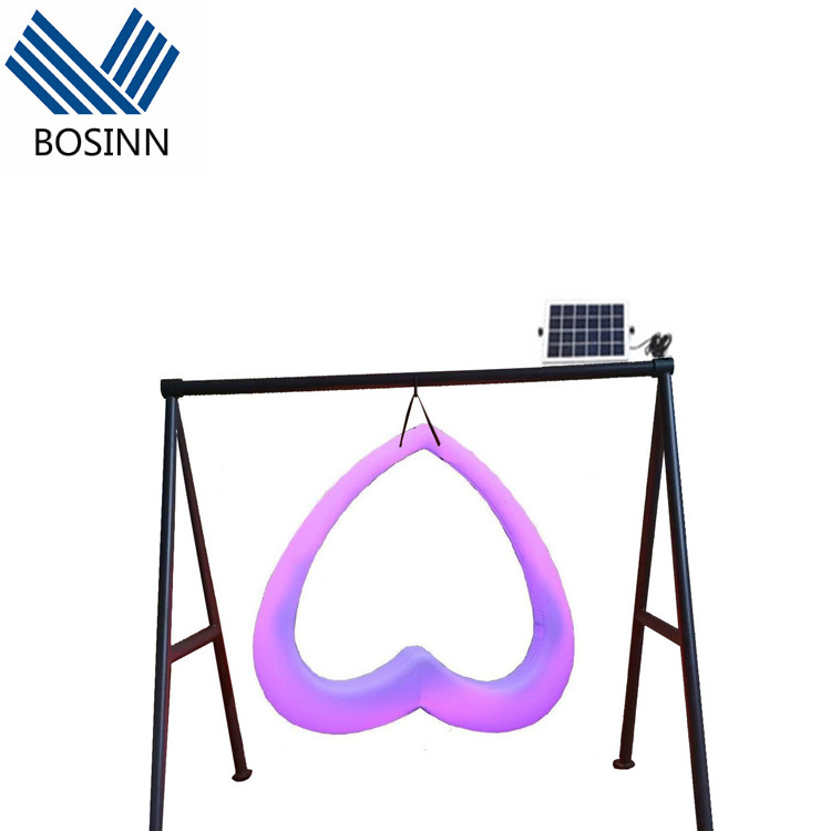 Luminous Heart Swings Hanging Basket Recreation Facility Props Patio Romantic Heart Hanging Chair Solar Night Lamp