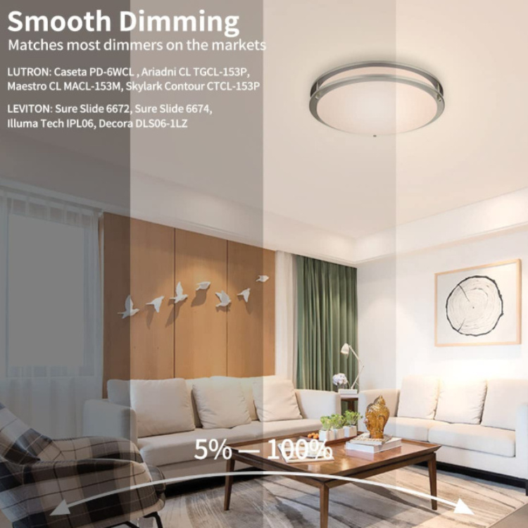 LED Flush Mount Ceiling Light Fixture for Kitchen Hallway Stairwell Bathroom Brushed Nickel Dimmable Ceiling Lamps