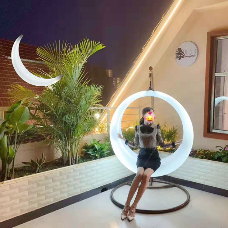 Luminous Patio Swings Led Glow Ring Bubble Round Bar RGBW Colour Changing Led Swing Ornaments Entertainment Toys