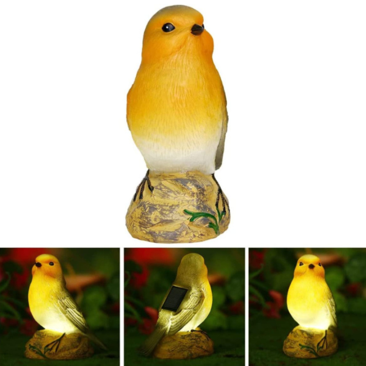 Yard Solar Lights Resin Bird Shape Solar Garden Statue Lights Fall Winter Garden Decoration Solar Patio Lawn Lamp