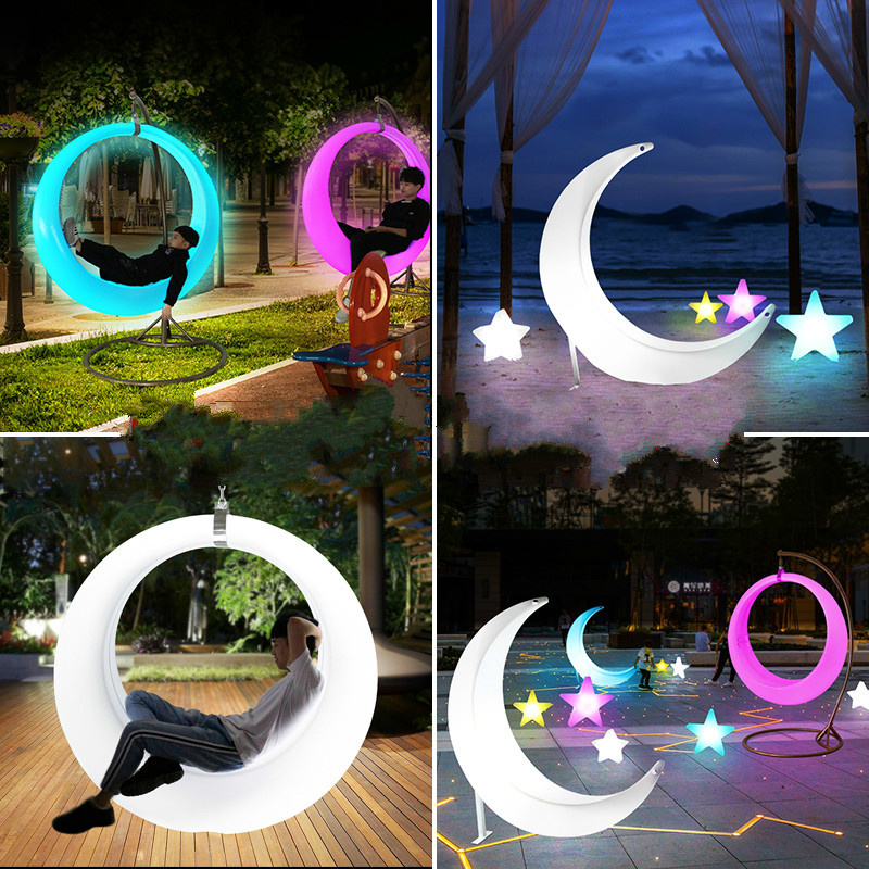 Hotel Outdoor Hammock Seat Decorative Bar Swing Rgbw Led Lighting Event Ornament Kid Toys Kindergarten Patio Swings