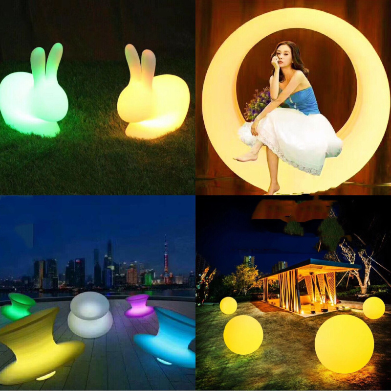 Bright Rocking Chair Color Changing Hammock Patio Swings Illuminated Cradle Circular Ring Plastic Swing Chair