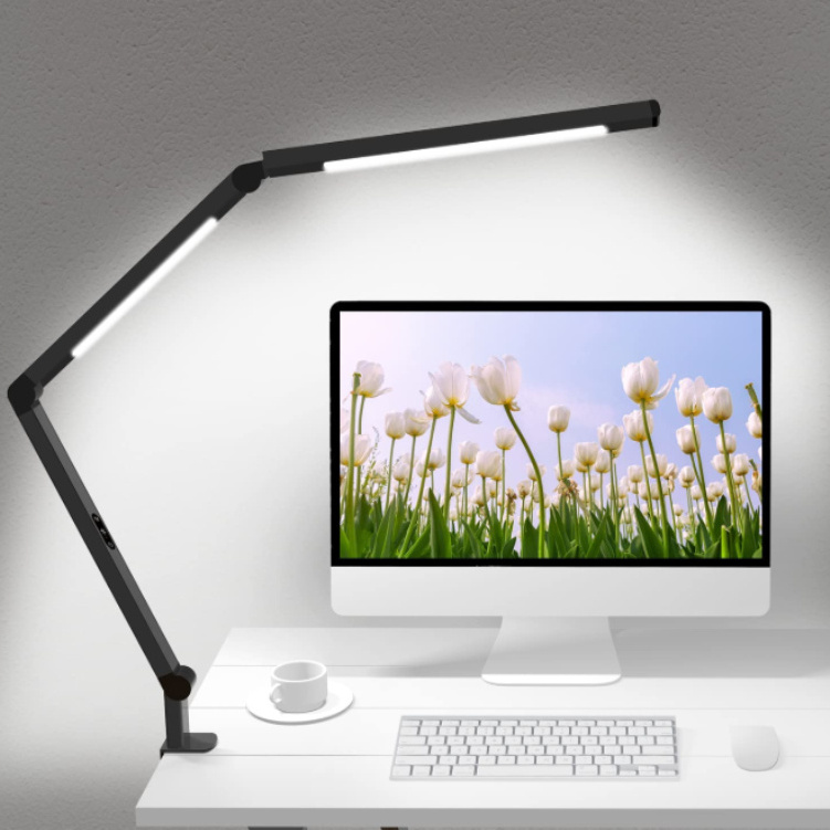 Desk Lamp with Clamp Architect Dual Lighting Adjustable Swing Arm Clip-on Eye-Care Table Light Foldable Desk Lights