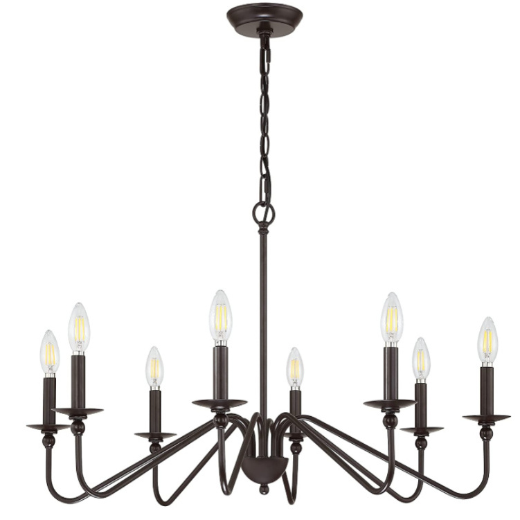 Rustic Industrial Iron Chandeliers Lighting Fixtures Oil Rubbed Bronze Finished Hanging Lamp Candle Decor Hallway