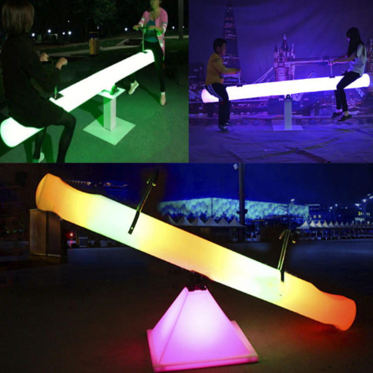 LED Illuminated Seesaw Mall Meichen Event Lighting Festival Double Community Play Furniture Teeterboard Swing