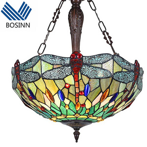 Church Dome Tiffany Ceiling Lights Dragonfly Cover Ceiling Lamp Decoration Bar Hotel Stained Glass Tiffany Lightings