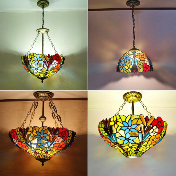 Church Dome Tiffany Ceiling Lights Dragonfly Cover Ceiling Lamp Decoration Bar Hotel Stained Glass Tiffany Lightings