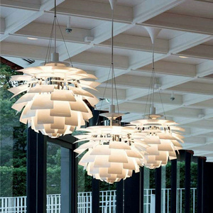 Nordic Petal Pendant Lights Decoration Coffee Bar Pinecone Lamp Dinning Room Foyer Silver Chandelier Light Fixtures