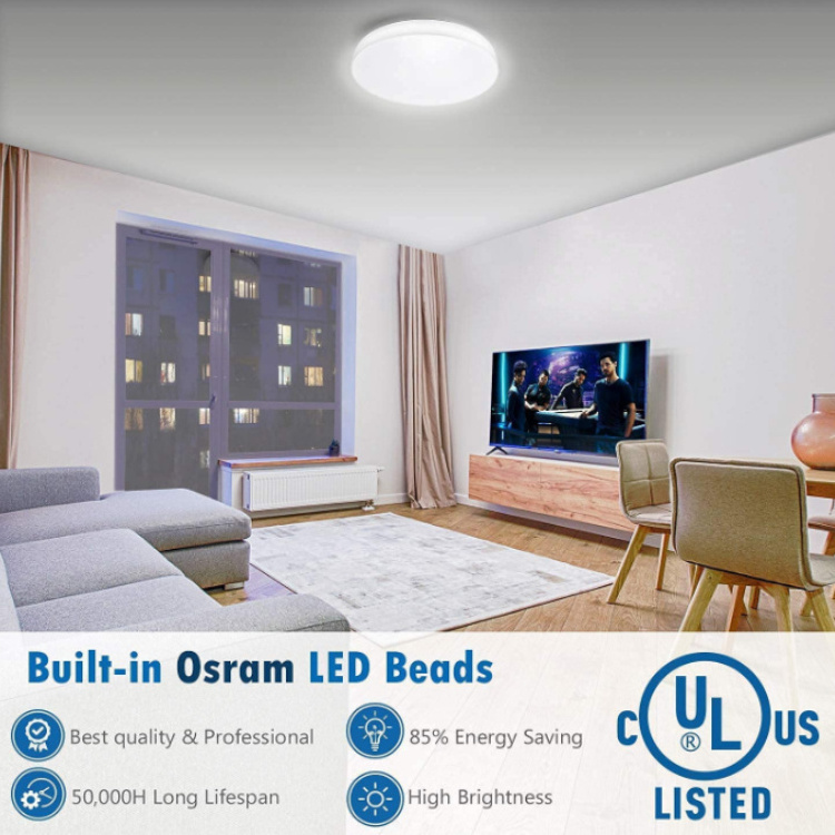 Flush Mount LED Ceiling Light Fixture Damp Rated Kitchen Bedroom Laundry Room Warm Color Dimmable Ceiling Lamp