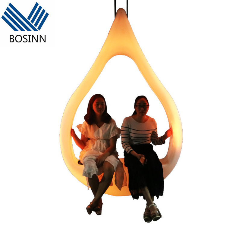 Patio Hanging Chair Seat RGB Lighting Indoor Outdoor Playground Glowing Swing Romantic Wedding Lover Heart Swing