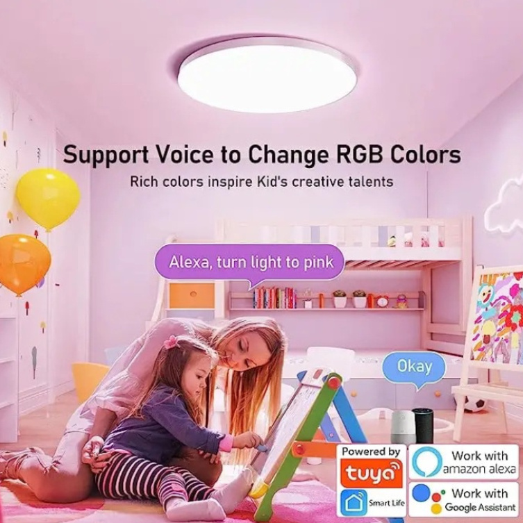 Smart Music Ceiling Light with BT Speaker RGB Flush Mount Smartphone APP Control Ceiling Lamp Fixture Kids Bedroom