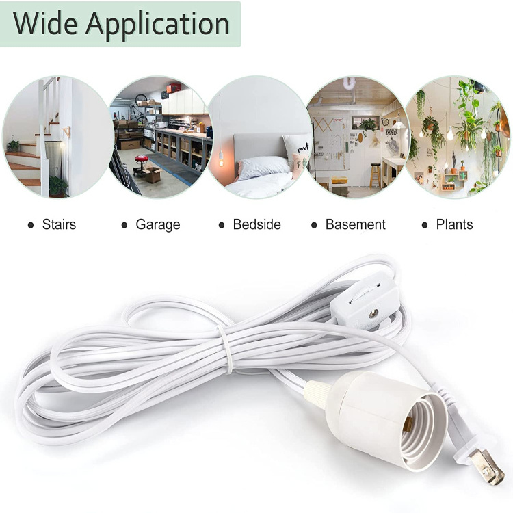 Extension Hanging Lantern Cord Cable E26 E27 Socket Gear Switch Hooks Power Plugs Pendant Lighting Bulb Lamp Holder