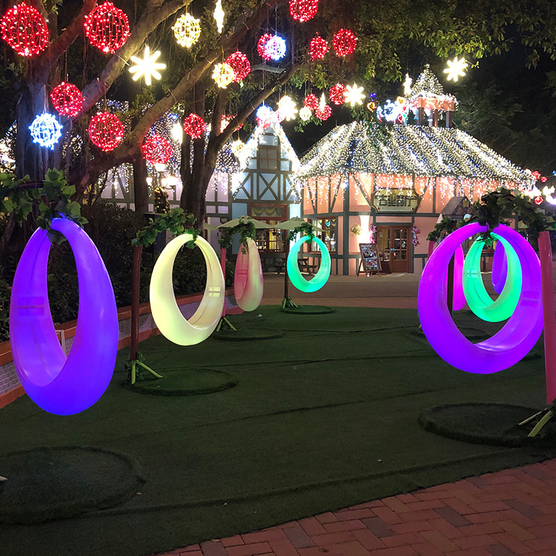 Circular Ring Swing Chair PE Lighting Furniture Cyber Celebrity Glowing Mall Recreation Facility Ornament Swings