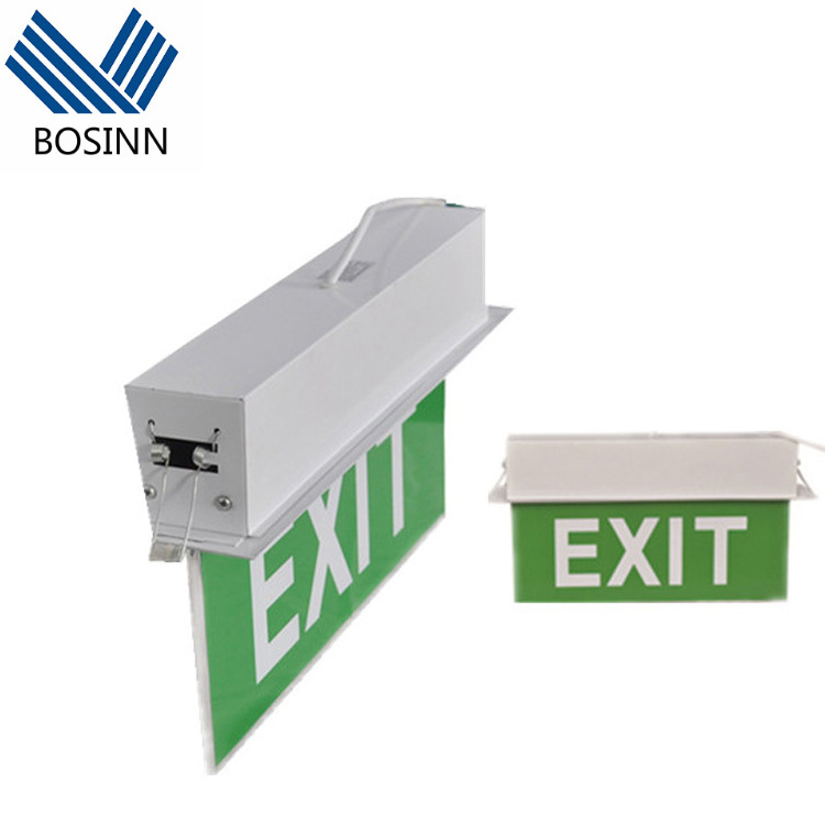 Emergency Warning Two Head Led Exit Sign Light Combo Sign Red Green Wall Surface Mounted Fire Led Emergency Lighting