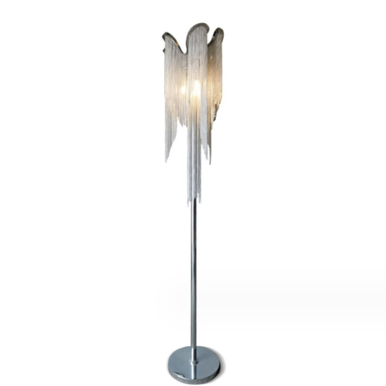 Round Tassel Floor Lights Non Standard Engineering Hotel Lobby Club Standing Lamps Villa Stainless Steel Floor Lamp