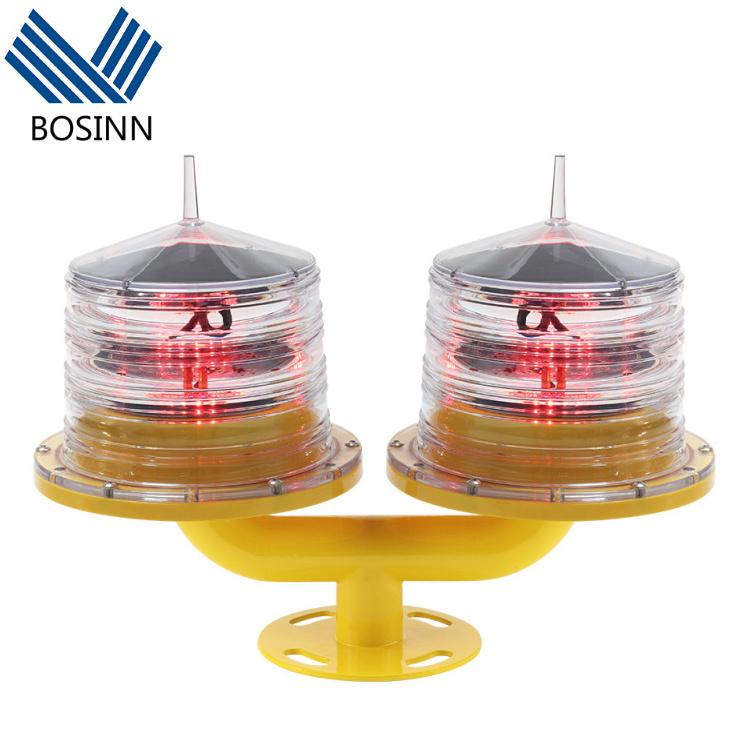 Solar Powered Aviation Obstruction Light Aircraft Double Beacon Aircraft Warning Lamp Solar Twin Heads Flash Lamp