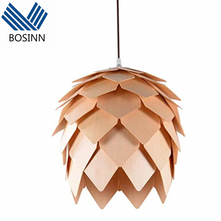 Pine Cone Ceiling Lamp Nature Burlywood Veneer Chandelier Decor Living Room Bedroom Post Modern Pendant Lights