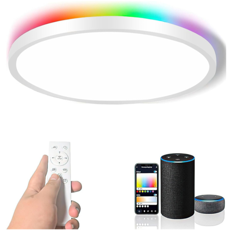 Smart Music Ceiling Light with BT Speaker RGB Flush Mount Smartphone APP Control Ceiling Lamp Fixture Kids Bedroom