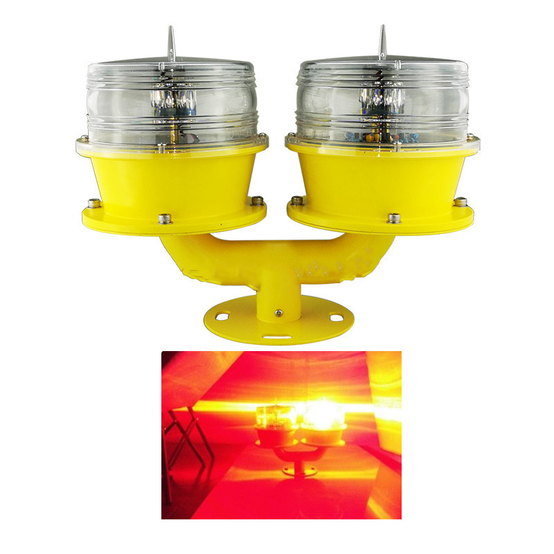 Solar Powered Aviation Obstruction Light Aircraft Double Beacon Aircraft Warning Lamp Solar Twin Heads Flash Lamp