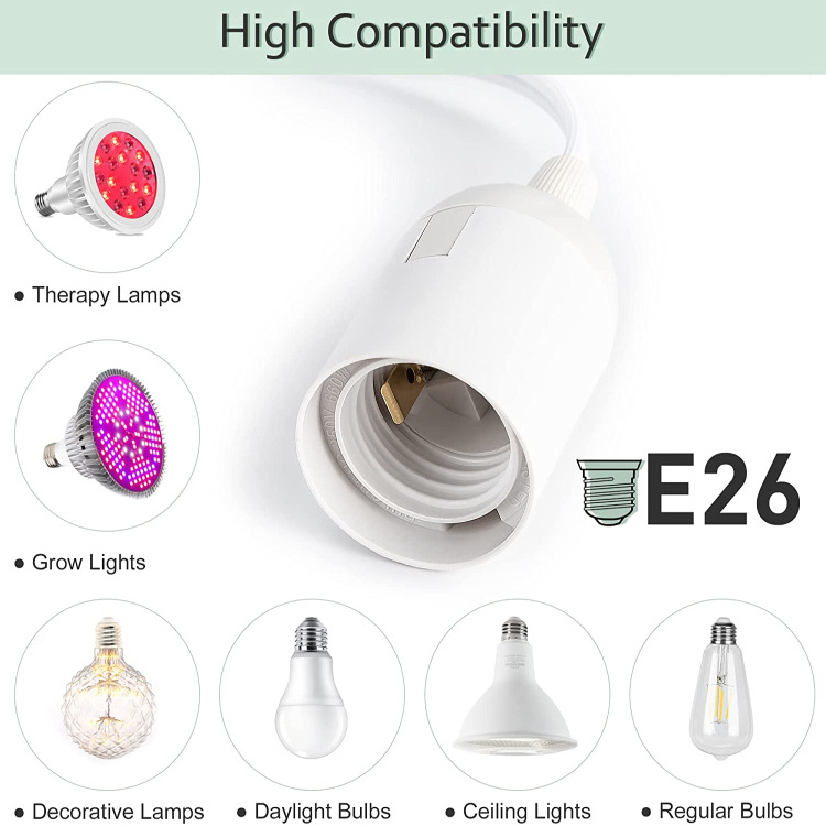 Extension Hanging Lantern Cord Cable E26 E27 Socket Gear Switch Hooks Power Plugs Pendant Lighting Bulb Lamp Holder