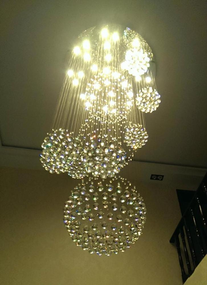 Hotel Pendant Lamp Water Wafer Ball Lamp Decorative Villa Hall Crystal Chandeliers Tassel Beads Ceiling Light