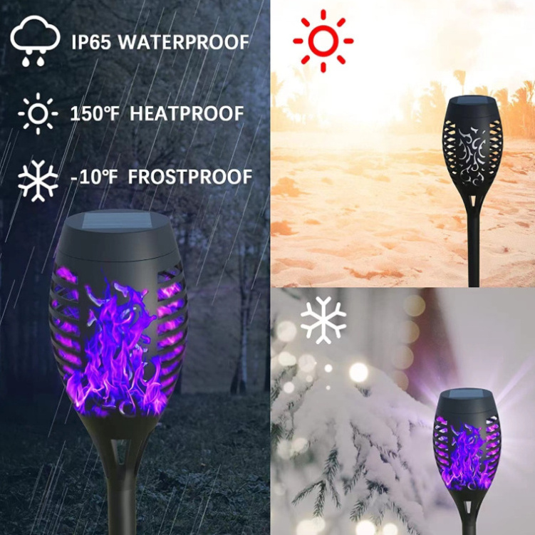 Solar Lawn Lamps Premium Purple Flame Halloween Decorations Solar Garden Light Halloween Yard Patio Porch Torch