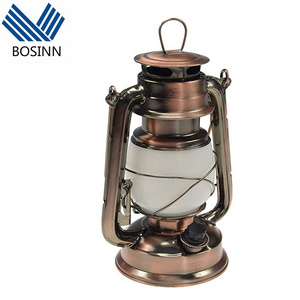 Lunartec Storm Lantern:Decoration Bar LED Storm Light with Flames Oil Lamp Design Bronze Lampshade Night Lamp