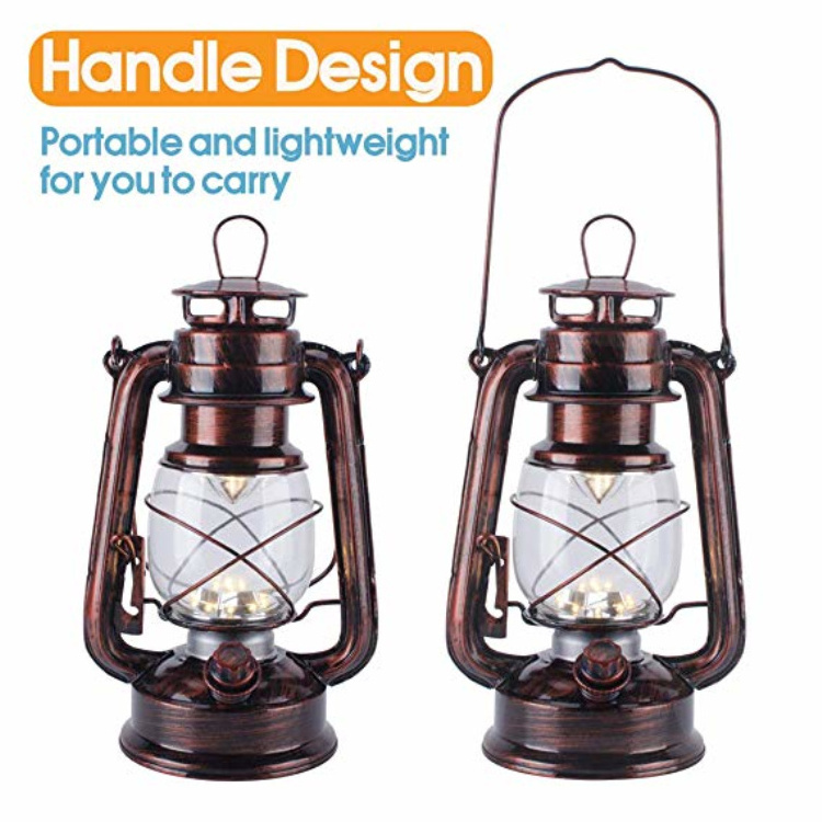 Lunartec Storm Lantern:Decoration Bar LED Storm Light with Flames Oil Lamp Design Bronze Lampshade Night Lamp