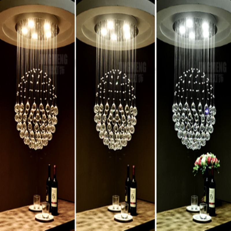 Crystal Beads Chandelier Globe Ball Crystal Tassels Pendant Lights Decorative Villa House Living Room Ceiling Lamp