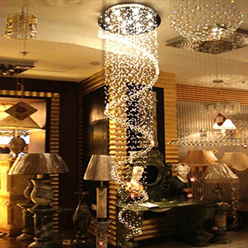 Modern Crystal Gorgeous Entryway Chandelier Lighting Flush Mounted Ceiling Light Fixture Size D80*H240cm (D32