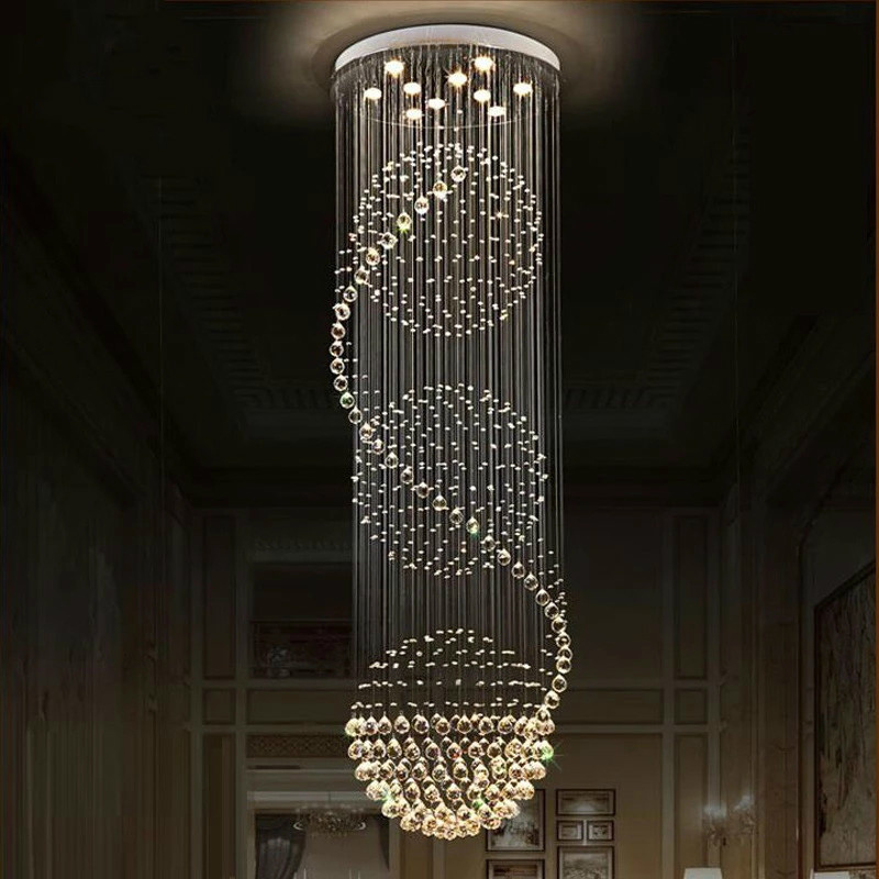 Modern Crystal Gorgeous Entryway Chandelier Lighting Flush Mounted Ceiling Light Fixture Size D80*H240cm (D32