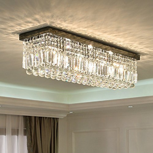 Rectangular Ceiling Lamps Raindrop Crystal Chandelier Tassel Crystal Beads Lights Flush Mount Ceiling Light