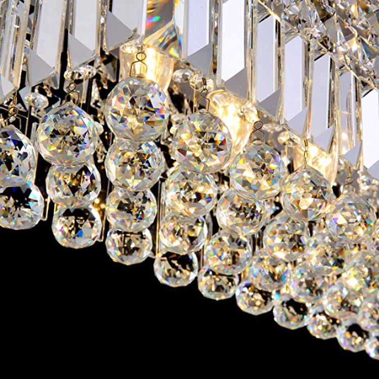 Rectangular Ceiling Lamps Raindrop Crystal Chandelier Tassel Crystal Beads Lights Flush Mount Ceiling Light