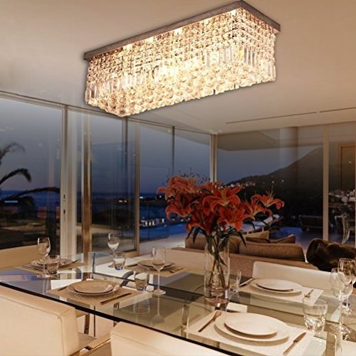 Rectangular Drop Crystal Chandelier Antique Size 120*25*25CM Ceiling Lamp Tassel Crystal Beads Pendant Lights