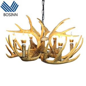 Resin Antler Chandelier Deer Horn Light Vintage Style Ceiling Lights for Living Room Bar Cafe Antler Pendant Lamp