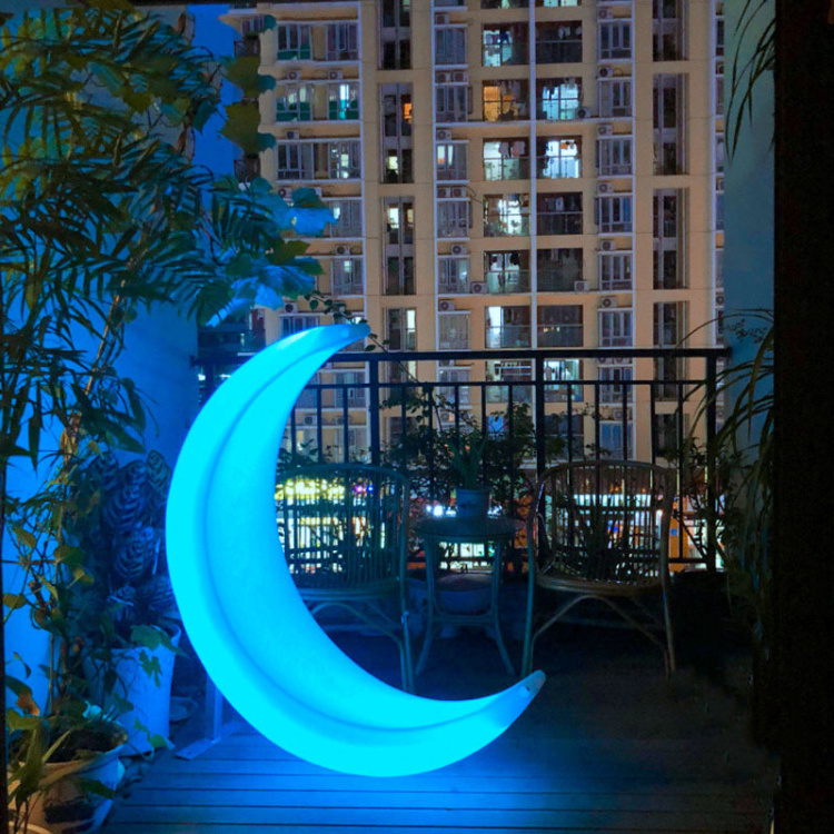 Patio Swing garden lights color changing New Moon Crescent Modelling pe lighting furniture hanging swing chair