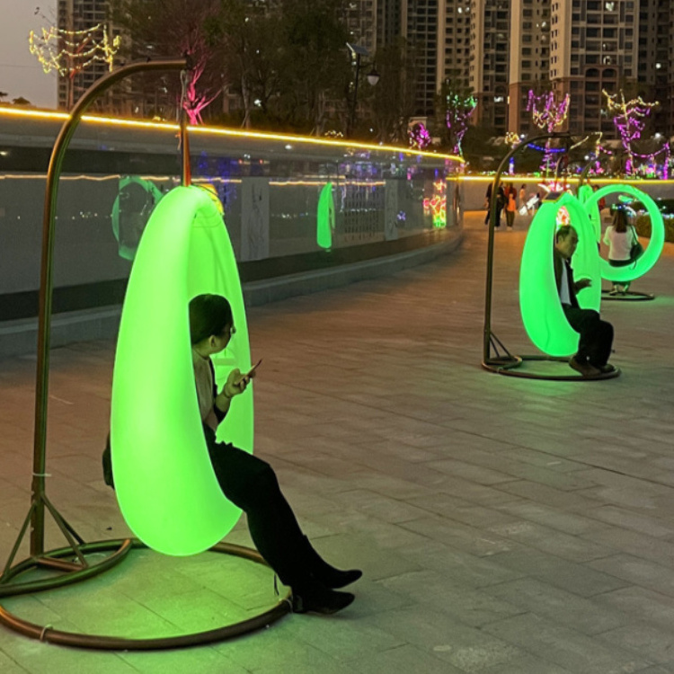 Circular Ring Plastic Swing Seats Lighting Furniture Garden Cradle Shopping Mall Decorative Patio Swings Ornament