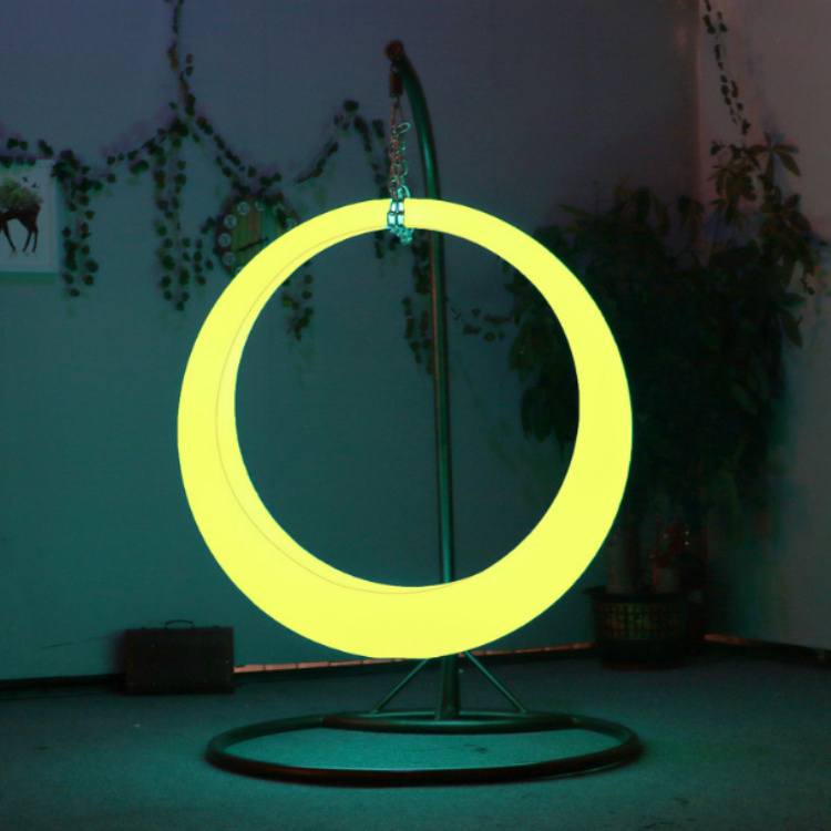 Circular Ring Swing Chair PE Lighting Furniture Cyber Celebrity Glowing Mall Recreation Facility Ornament Swings