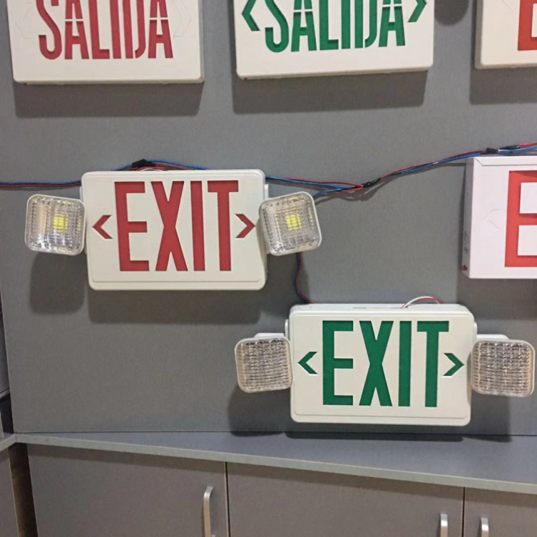 Durable Combination Emergency Lighting Combo Exit Sign Construction Building orch Hotel Hallway Indicator Drop