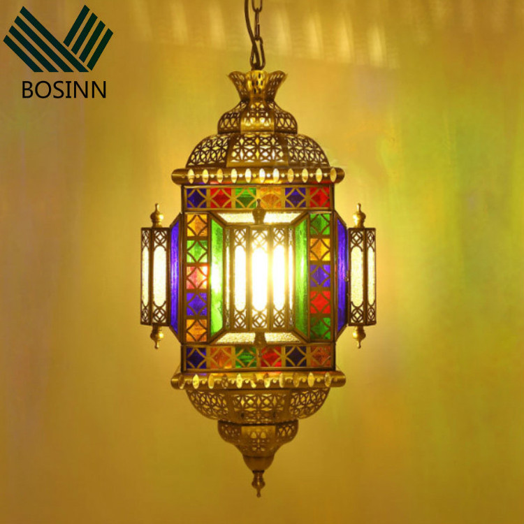 Morocco Lighting Copper Art Arabian Chandelier Elegant Hotel Muslim Hotel Ceiling Lights Villa Hang Pendant Lamp