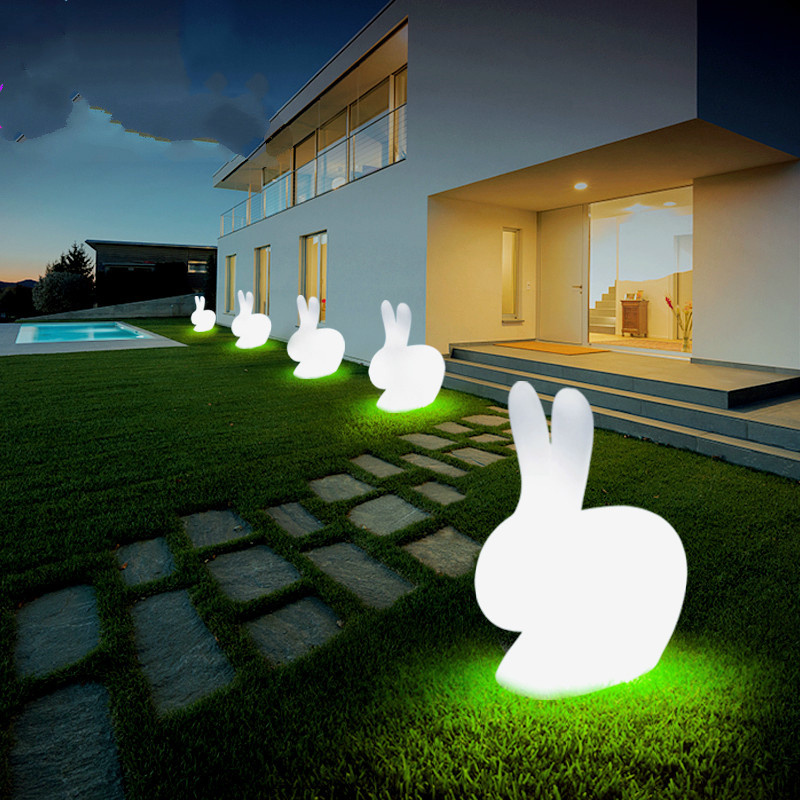 Rabbit Led Night Light Children Baby Kids Toy Bedside Lamp RGB Multicolor Nursery Rhymes Landscaping Rabbit Lantern